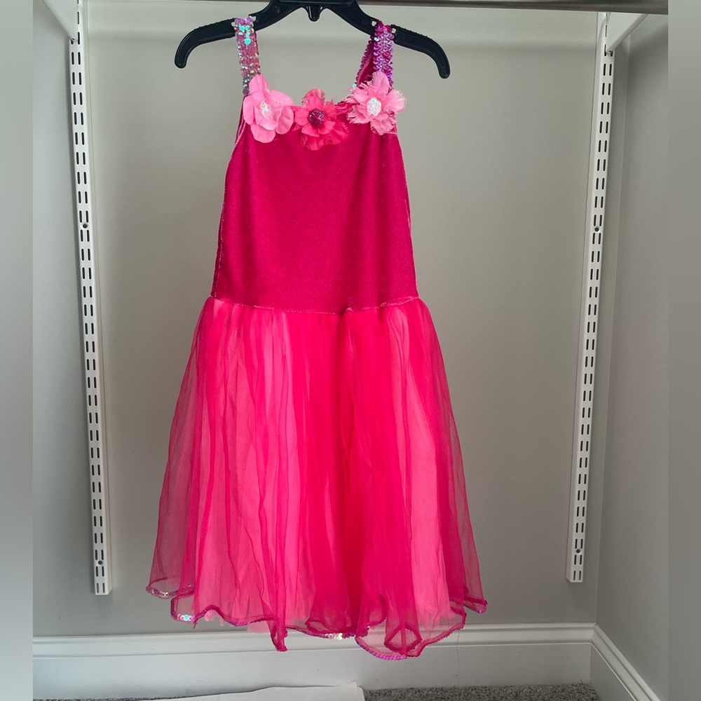 Princess Expressions Girls Pink Floral Sequin Party Dress, Size large